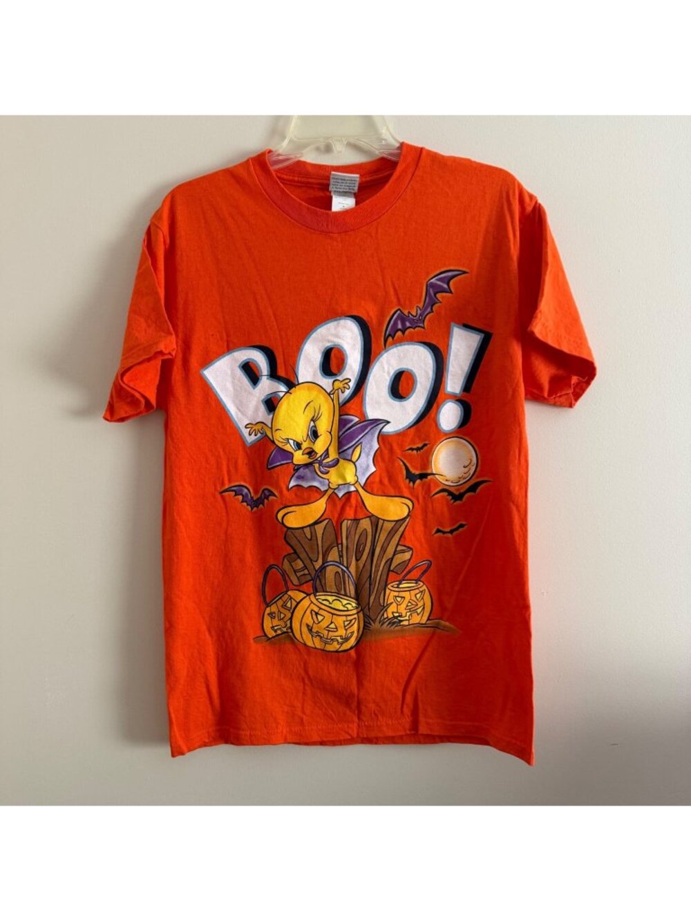 Looney Tunes Tweety Boo Halloween TShirt Mens Medium Orange WB Vintage Y2K 2001